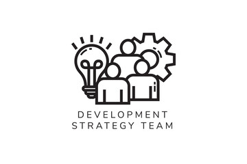 development strategic team icon logo design template in outline style with black and white color.