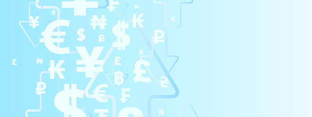 finance symbols on blue background	