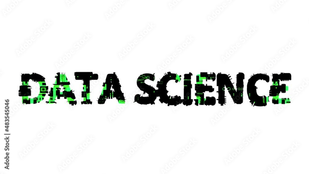 Poster data science black - green cybernetical digital text, isolated - loop video