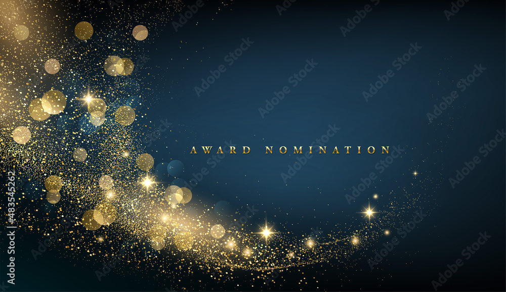 Poster 2022 New Year Abstract shiny color gold wave design element