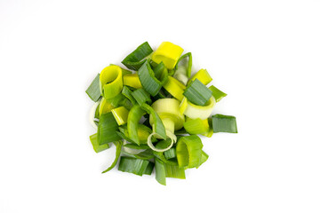 slice of raw leek on a white background 