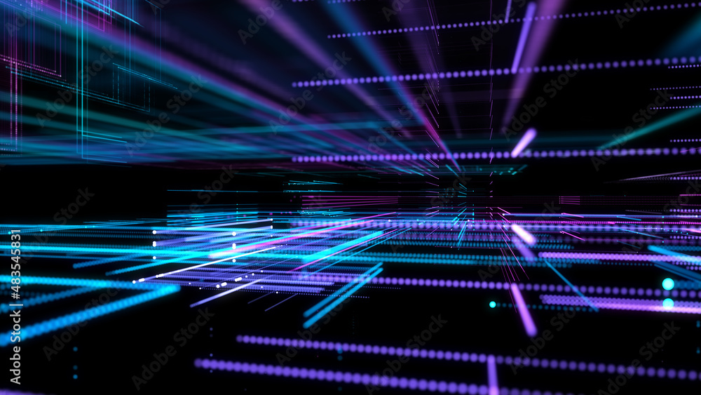 Poster digital cyberspace with particles. techology background