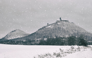 Snowy castle in Czech Republic