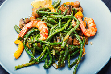 Asian shrimp, vegetable salad.