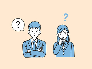 考える学生　疑問　問題　中高生　高校生　中学生　男女