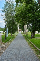 A beautiful alley without people in summer 