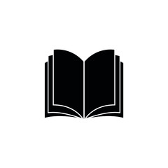 Book open flat illustration vector black color isolated.