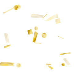Gold confetti. Vivid blur effect. Festive foil. Great design for any purpose. Holiday, birthday. Gold glitter. Light glare..