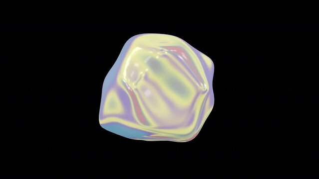 Animated 3D Holographic Object. Liquid holographic background. Loop Animation