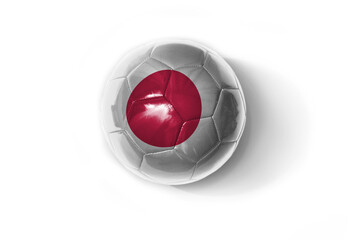 realistic football ball with colorfull national flag of japan on the white background.