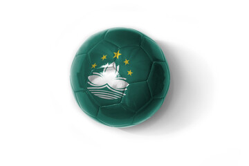 realistic football ball with colorfull national flag of Macau on the white background.