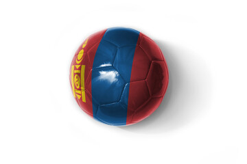 realistic football ball with colorfull national flag of mongolia on the white background.