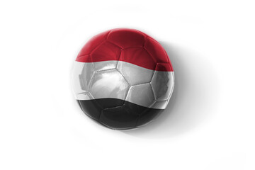 Fototapeta premium realistic football ball with colorfull national flag of yemen on the white background.