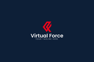 VF Initial Letter Logo Design Virtual Reality Force 