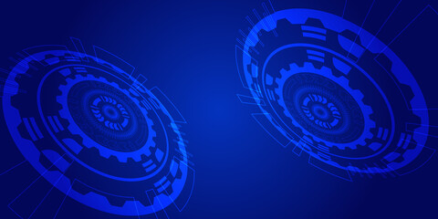 Abstract circle digital over dark blue background. Technology concept about circuit board data, engineer futuristic high tech communication. Modern satellite design.