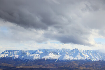 Fototapeta na wymiar mountains snow altai landscape, background snow peak view