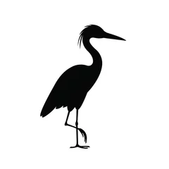 Foto op Plexiglas Vector silhouette of a heron standing on one leg © lina30