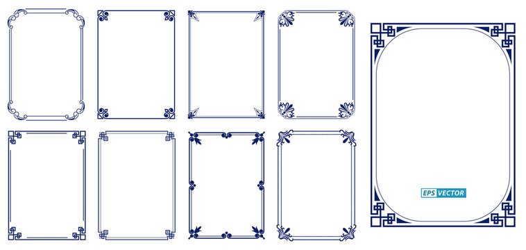 set of vintage decorative frames or vintage rectangle ornaments or calligraph frame retro style or decorative border concept. eps vector