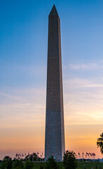 USA, Washington DC, National Mall, view to Washington Monument by sunset