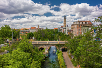Cozy Europe: Old Bridge over water canal in Leipzig / Germany