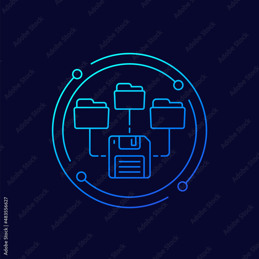 Poster folders for backup line vector icon