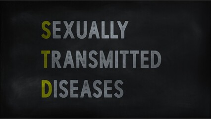  SEXUALLY TRANSMITTED DISEASES (STD) on chalk board
