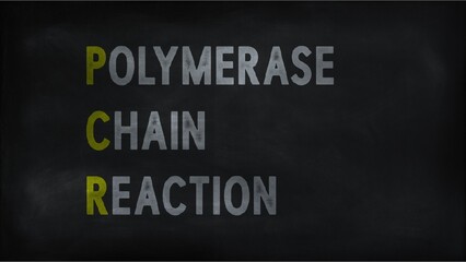 POLYMERASE CHAIN REACTION (PCR) on chalk board 