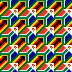 seamless pattern of south africa and zimbabwe flags. vector illustration - obrazy, fototapety, plakaty