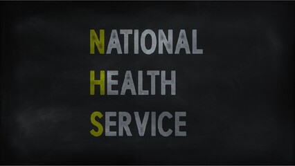 Fototapeta na wymiar NATIONAL HEALTH SERVICE (NHS) on chalk board