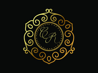 BC initial letter luxury monogram logo,elegant ornamen jewelry, emblem of love shape heart