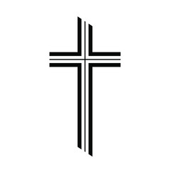 Cross icon. Religious cross on white background. Black church symbols. Christian cross icon. Vector illustration.