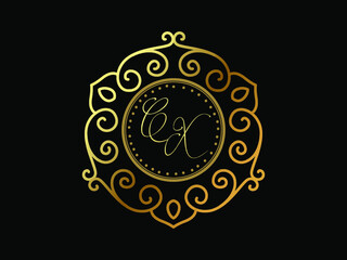 CX initial letter luxury monogram logo,elegant ornamen jewelry, emblem of love shape heart