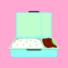 Lunch Box Cartoon Flat Vector Illustration
