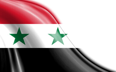 Flag of Syria waving in the wind against white background