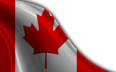 Flag of Canada waving in the wind against white background