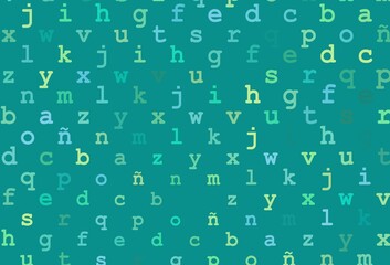 Light green, yellow vector pattern with ABC symbols.