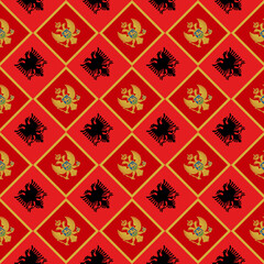 seamless pattern of montenegro and albania flags. vector illustration - obrazy, fototapety, plakaty