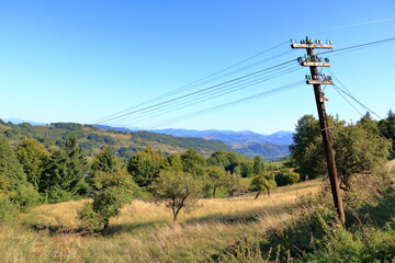 Beautiful fairytale landscape of setref pass in North Romania between maramures and bistrita nasaud during sunny autumn day