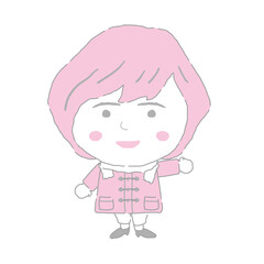 Obraz premium ポーズをとっている女性 左 シンプルカラー