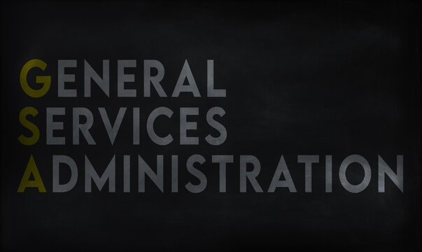 GENERAL SERVICES ADMINISTRATION  (GSA) on chalk board 