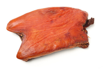 dry cured meat on white background