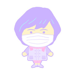 若い　女性　コート　マスク