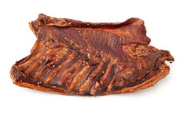 dry cured meat on white background