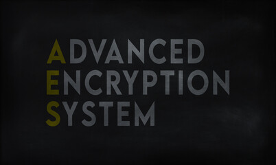 Obraz premium ADVANCED ENCRYPTION SYSTEM (AES) on chalk board 