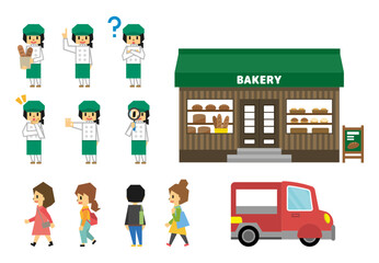 角人間　人物　アイコン　職業　パン屋