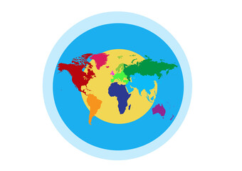 Fototapeta na wymiar World map Info graphic, colorful borders in a circle white background 