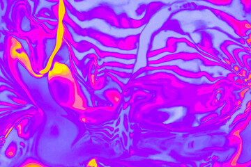 Abstract trendy purple pink neon colored psychedelic fluorescent striped zebra textured neon background. 1970s Style Color Waves backdrop. 