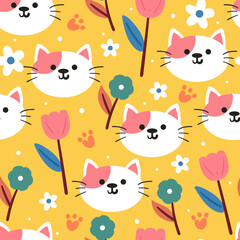seamless pattern cute cartoon cat. for kids wallpaper, fabric print, gift wrapping paper