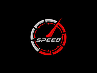 Speed logo design vector illustration. Speedometer logo vector