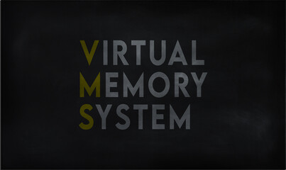 VIRTUAL MEMORY SYSTEM (VMS) on chalk board